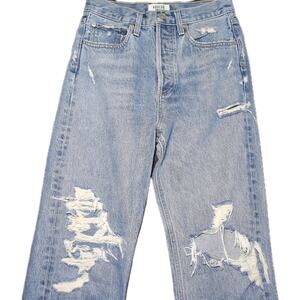 Agolde 90s Loose Straight Jeans Womens 24 Light Wash Distressed Vintage Mid Rise